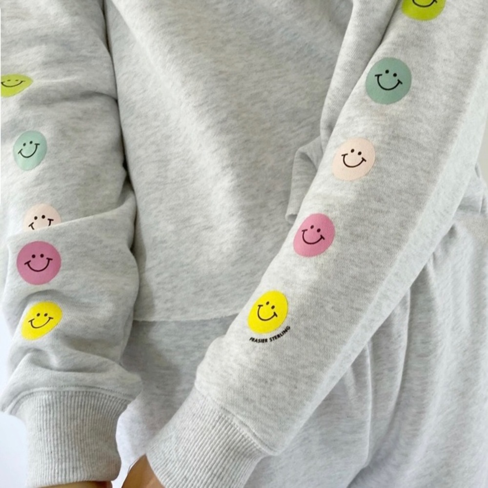 Fraiser Sterling Smiley Gal Crewneck Cropped Sweatshirt, Size L